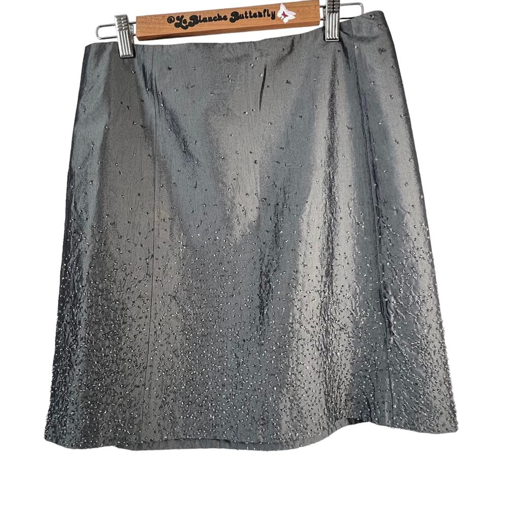 Gap Silver Beaded Fairycore Party Skirt Size 12 Large A-Line